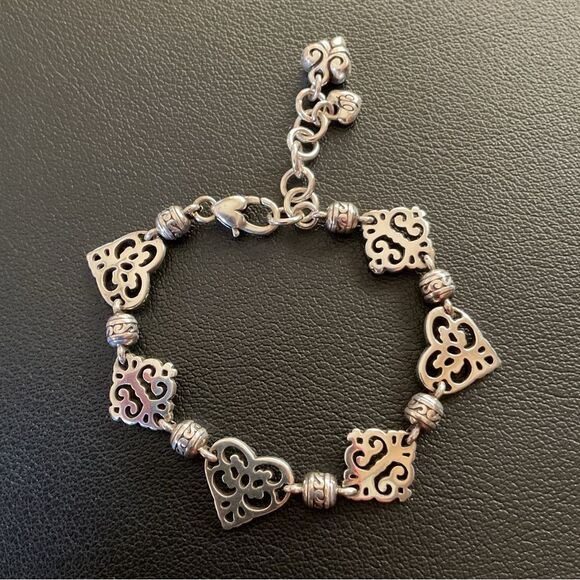 Brighton "GENEVA HEARTS" Filigree Open Scrollwork bracelet! Silver Plated - Picture 4 of 4